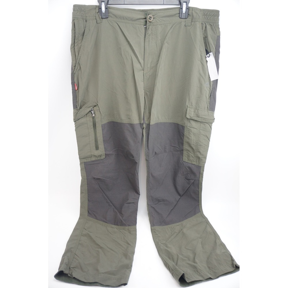 Craghoppers Hiking Pants 40R Green Insect Shield Cargo Reinforced Excellent